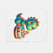 Dino 5e verjaardag fleece deken (Voorkant (Horizontaal))