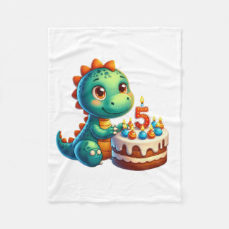 Dino 5e verjaardag fleece deken