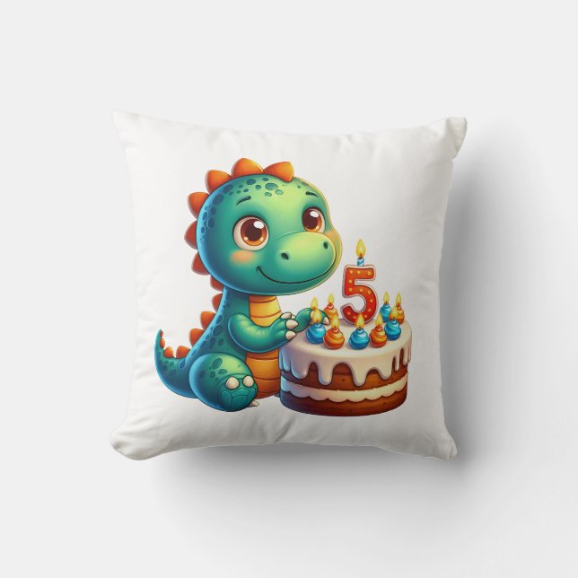 Dino 5e verjaardag kussen (Voorkant)