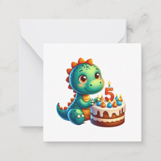 Dino 5e verjaardag notitiekaartje (Voorkant)
