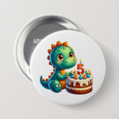 Dino 5e verjaardag ronde button 7,6 cm (Voorkant /achterkant)
