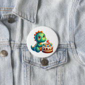 Dino 5e verjaardag ronde button 7,6 cm (In situ)