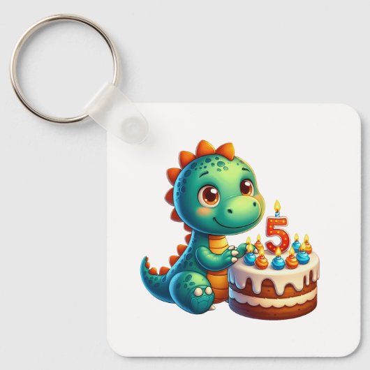 Dino 5e verjaardag sleutelhanger (Voorkant)