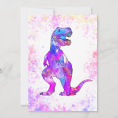 Dino 5e Verjaardag T Rex Foto Roze Kaart (Achterkant)