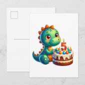 Dino 5e verjaardag uitnodiging briefkaart (Voorkant / Achterkant)