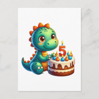 Dino 5e verjaardag uitnodiging briefkaart