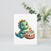 Dino 5e verjaardag uitnodiging briefkaart (Staand voorkant)