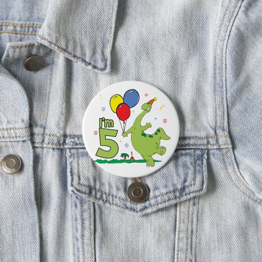 Dino 5th Birthday Button (In situ)