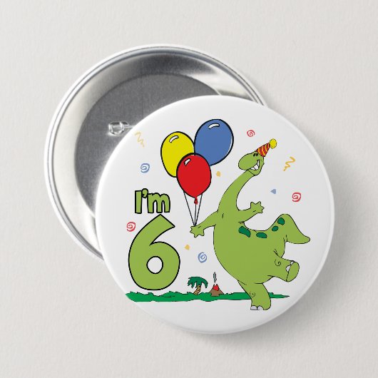 Dino 6e verjaardag Button (Voorkant /achterkant)