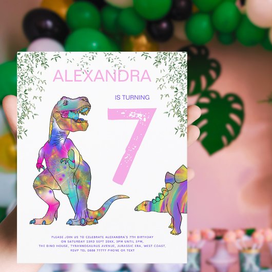 Dino 7de Verjaardagsfeestje Roze Budget