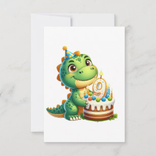 Dino 9e verjaardag RSVP kaartje