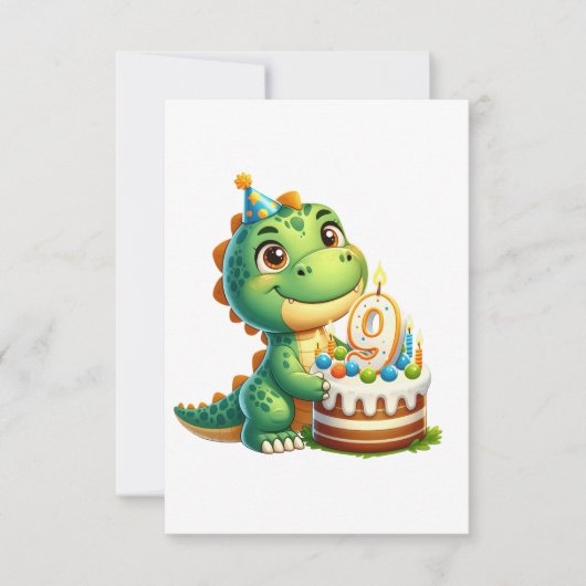 Dino 9e verjaardag RSVP kaartje (Voorkant)