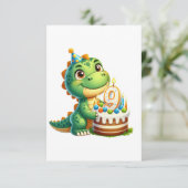 Dino 9e verjaardag RSVP kaartje (Staand voorkant)