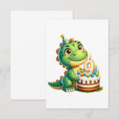 Dino 9e verjaardag RSVP kaartje (Voorkant / Achterkant)