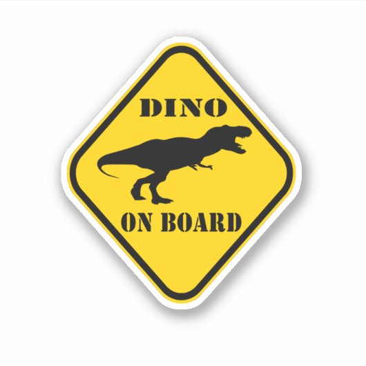 Dino aan boord van de sticker (Voorkant)