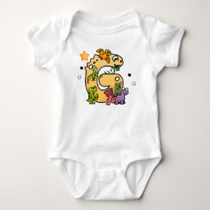 Dino-alfabet voor baby's met een naam die begint m romper