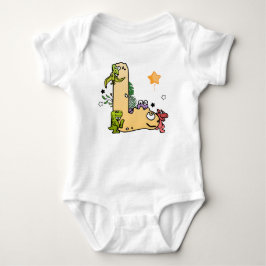 Dino-alfabet voor baby's met een naam die begint m romper