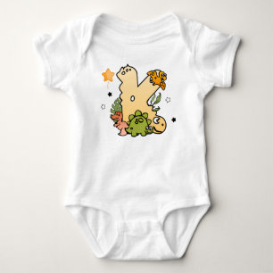 Dino-alfabet voor baby's met een naam die begint m romper