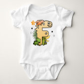 Dino Alphabet voor baby's met naam beginnend met F Romper (Voorkant)