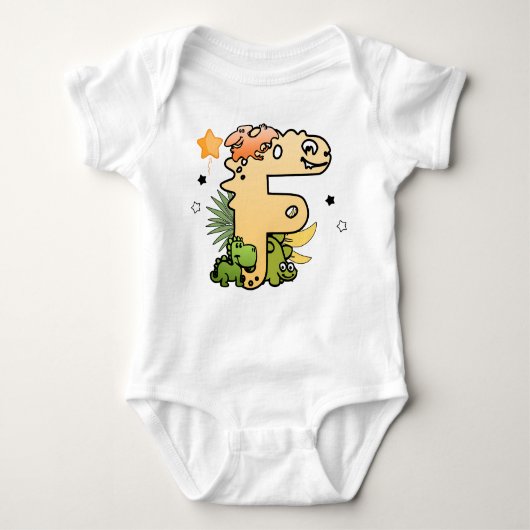 Dino Alphabet voor baby's met naam beginnend met F Romper (Voorkant)