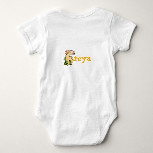 Dino Alphabet voor baby's met naam beginnend met F Romper (Achterkant)