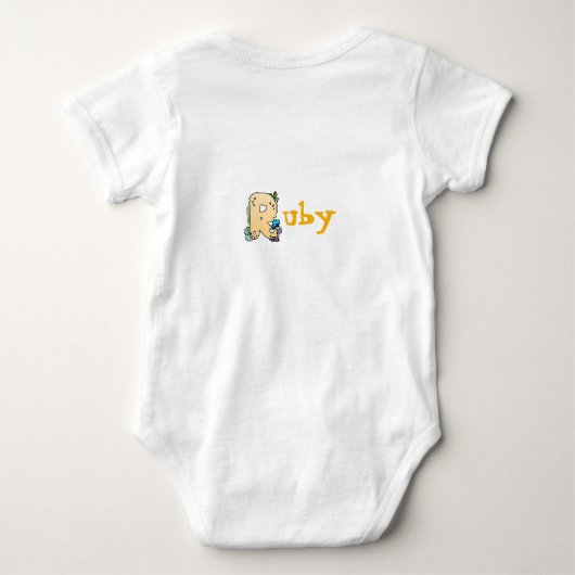 Dino Alphabet voor baby's met naam beginnend met R Romper (Achterkant)