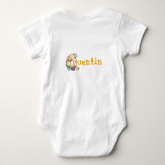 Dino Alphabet voor baby's met naam te beginnen met Romper (Achterkant)