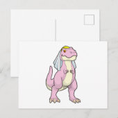 Dino als bruid op trouwfeest met sluier briefkaart (Voorkant / Achterkant)