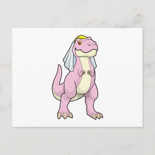 Dino als bruid op trouwfeest met sluier briefkaart (Voorkant)