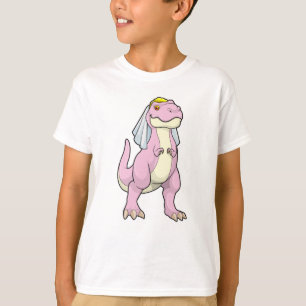 Dino als bruid op trouwfeest met sluier t-shirt