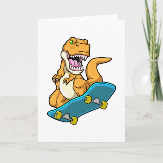 Dino als skater met skateboard kaart (Voorkant)