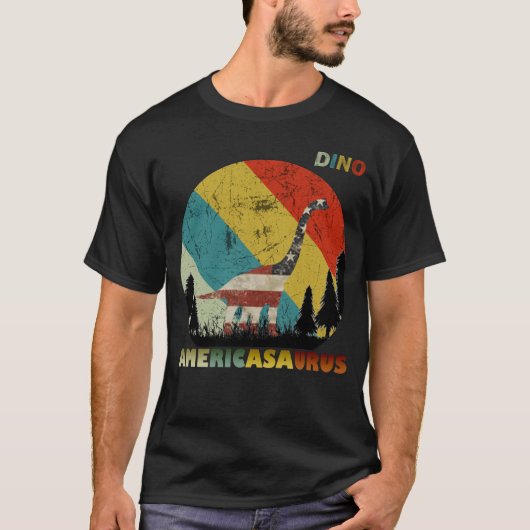 dino , americasaurus , dinosaurus , 4 juli t-shirt (Voorkant)
