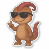 Dino Aufkleber – Kammli Cool mit Sonnenbrille Sticker (Voorkant)