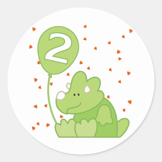 Dino Baby 2e verjaardag Ronde Sticker (Voorkant)