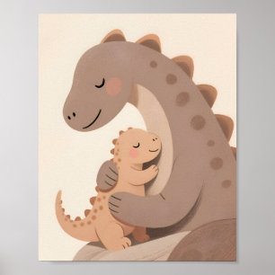 Dino baby en moeder Boho Dino serie Poster
