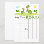 Dino baby shower bingo card, Dinosaur bingo card (Voorkant / Achterkant)