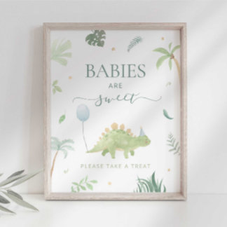 Dino-babys zijn lief, neem een traktatie bord poster