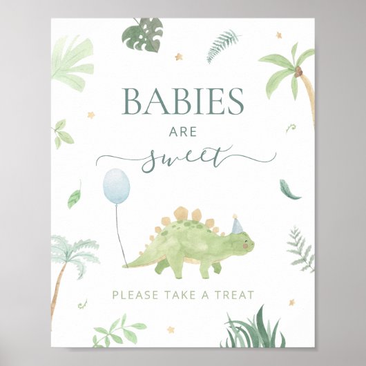 Dino baby's zijn zoet, neem een traktatieteken poster (Voorkant)