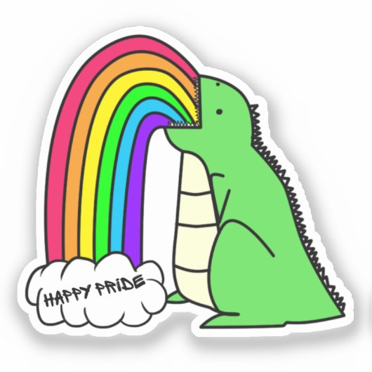 Dino Barfing Rainbows Sticker (Voorkant)