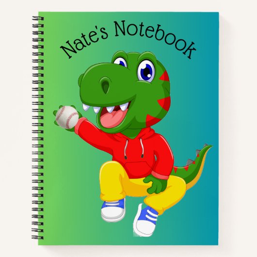 Dino Baseball Custom Notitieboek (Voorkant)