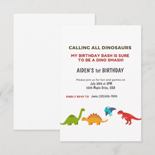 Dino Bash Kaart (Voorkant / Achterkant)