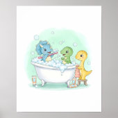 Dino Bath Squad Kids Bathroom Wall Art Poster (Voorkant)