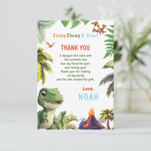 Dino  bedankkaart (Staand voorkant)