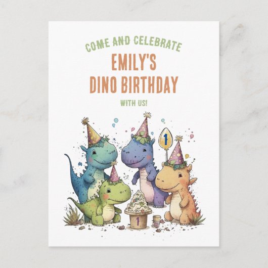 Dino Birthday Bash Briefkaart (Voorkant)