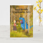 Dino Birthday for Granddochter Special Request Kaart (Gele Bloem)
