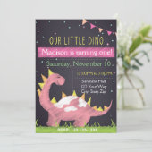 Dino Birthday Inaviation (meisje) Kaart (Staand voorkant)