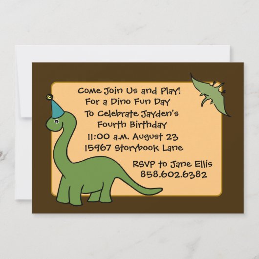 DINO Birthday Party Invitations Kaart (Voorkant)