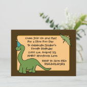 DINO Birthday Party Invitations Kaart (Staand voorkant)