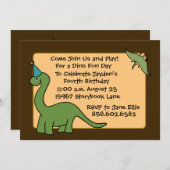 DINO Birthday Party Invitations Kaart (Voorkant / Achterkant)