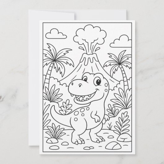 Dino Birthday Party with Balloons Kaart (Achterkant)